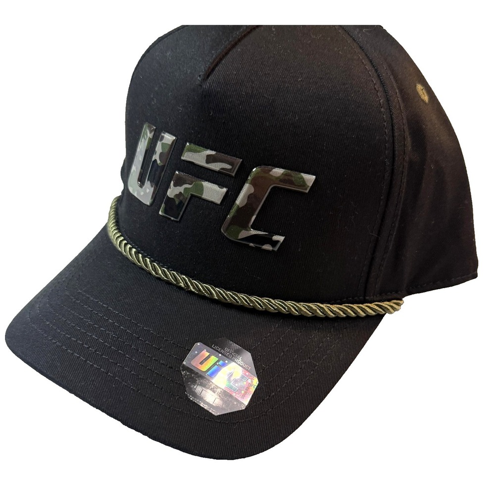 UFC Truck Hat Black Camo Snapback Adjustable Mens Rope Trim MMA Streetwear NWT